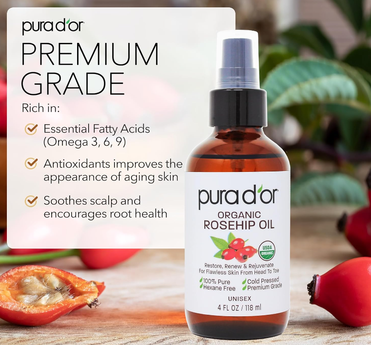 PURA D'OR Organic Rosehip Seed Oil