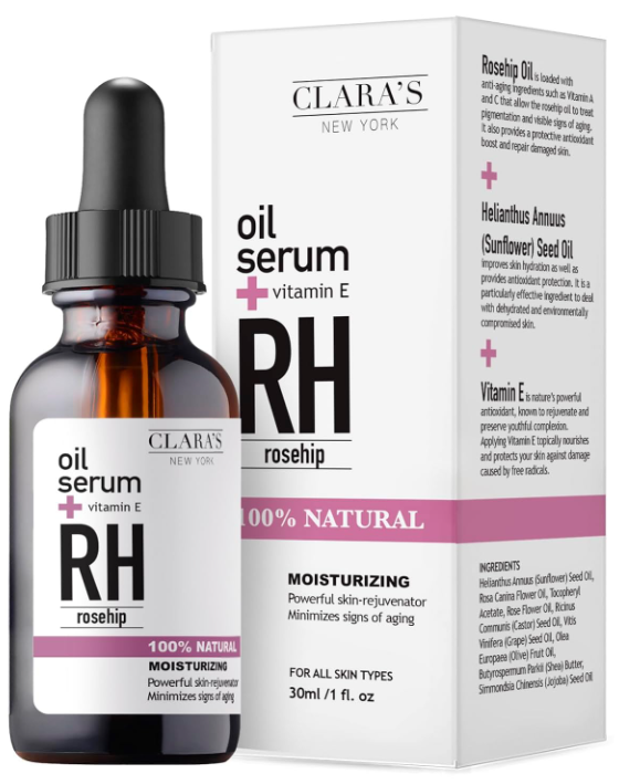 Clara's New York Moisturizing Rosehip Facial Oil Serum